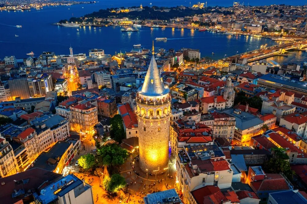 Galata Tower and Istanbul's rooftops at dusk